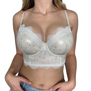 Victoria's Secret Dream Angels Floral Lace Longlined Demi Bra Sage Green 34DD